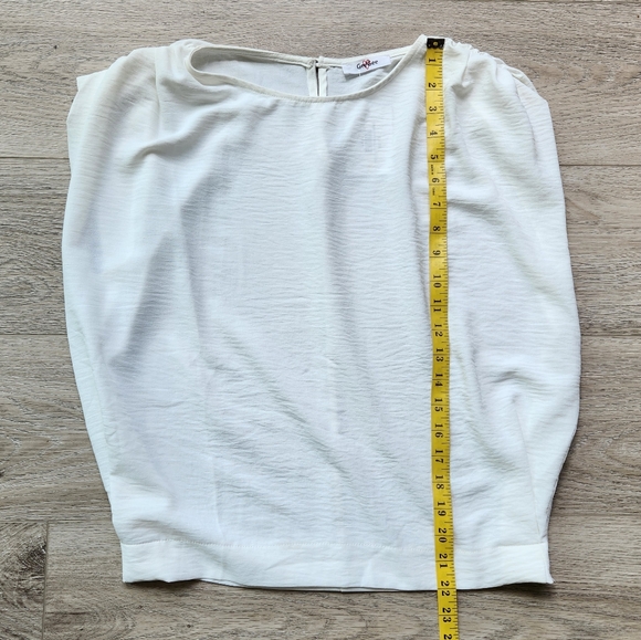 GeeGee Off White Top Womens Large Ruched Short Sleeves Lightweight Nwt - Picture 9 of 11